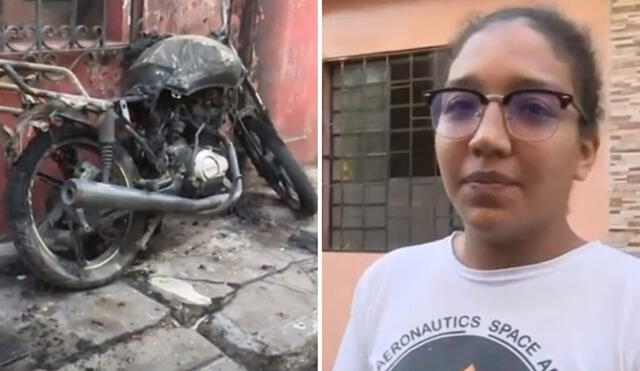 La denunciante contó que es la tercera vez que sus vecinos atentan contra su moto. Foto: composición LR / captura ATV Noticias / video: ATV Noticias