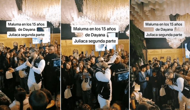 Intérprete de 'Maluma' cantó en una fiesta de Juliaca y asistentes lo grabaron con celulares. Foto: composición LR/@carrozasrakel - Video: @carrozasrakel