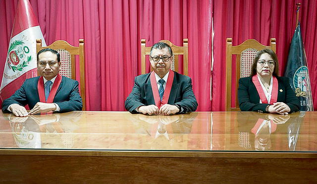 Jueces. Miembros de la Sala de Apelaciones de Loreto: Carlos del Piélago (al centro), Vilma Palomino y Manuel Guillermo. Foto: difusión