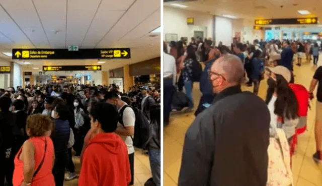 Pasajeros esperan sus vuelos en el aeropuerto Jorge Chávez. Foto: composición LR