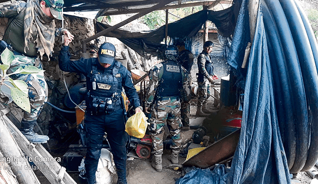 Golpe. En un reciente operativo la Policía descubrió escondrijos de mineros ilegales en Pataz. Foto: difusión