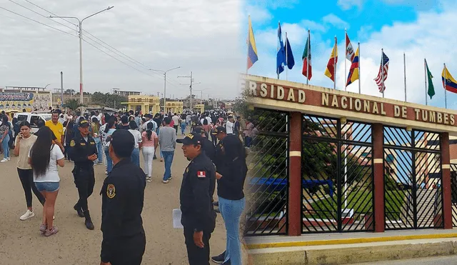 Efectivos de la PNP llegaron hasta la Untumbes ante la grave situación. Foto: composición LR/Untumbes/Noticias Tumbes/Facebook