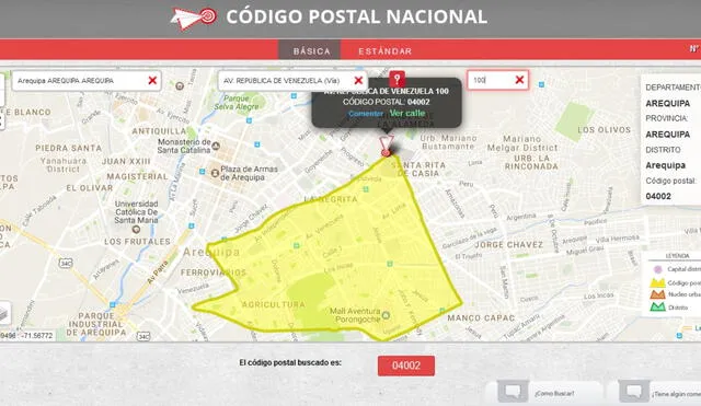 Esto verás en tu pantalla cuando averigues el código postal de tu zona. Foto: New Peruvian