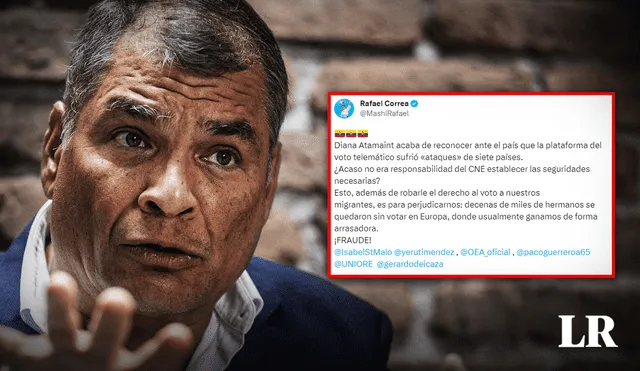 Rafael Correa se pronunció a través de su Twitter y denunció fraude en elecciones Ecuador 2023. Foto: Composición de Jazmin Ceras/LR