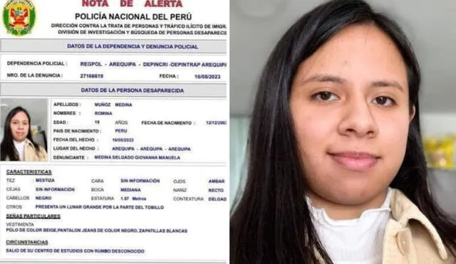 Joven era buscada por sus familiares y efectivos e la PNP en Arequipa. Foto: composición La República/PNP