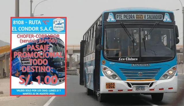 La empresa Los Chinos cuenta con promoción en sus pasajes. Foto: Facebook / Los Chinos - Etuchisa