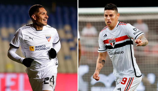 Paolo Guerrero y James Rodríguez son dos de los jugadores más experimentados en LDU y Sao Paulo, respectivamente. Foto: composición de LR/EFE