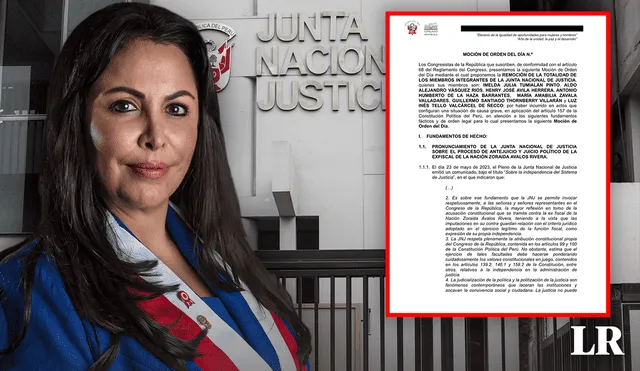 Patricia Benavides presentó moción para desmantelar JNJ. Foto: composición de Alvaro Lozano/La República