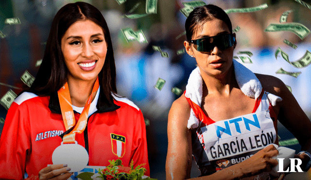Kimberly García quedó en segundo puesto en el Mundial de Atletismo Budapest 2023, detrás de la deportista española María Pérez. Foto: composición LR/La República