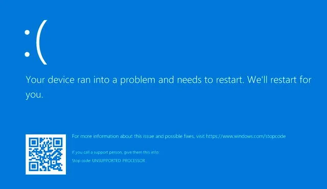Así luce el 'pantallazo azul de la muerte' en Windows 11. Foto: Xataka