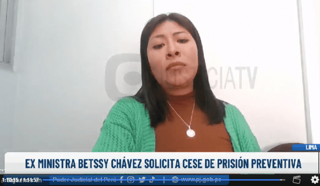 Betssy Chávez permanece recluida en el penal Anexo de Mujeres en Chorrillos. Foto: captura de Poder Judicial