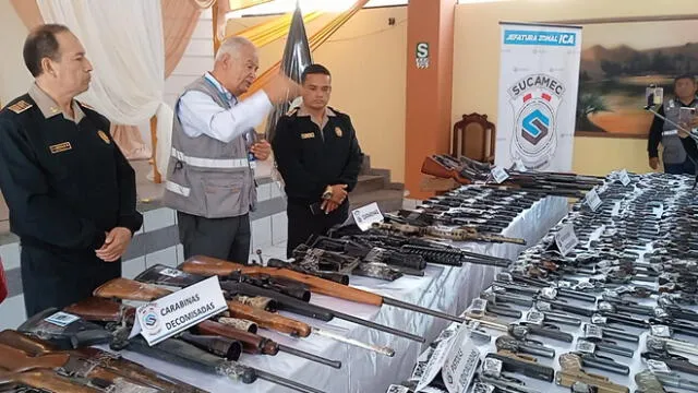 Frente Policial Ica incautó las armas de fuego.  Foto: Jaime Fernández