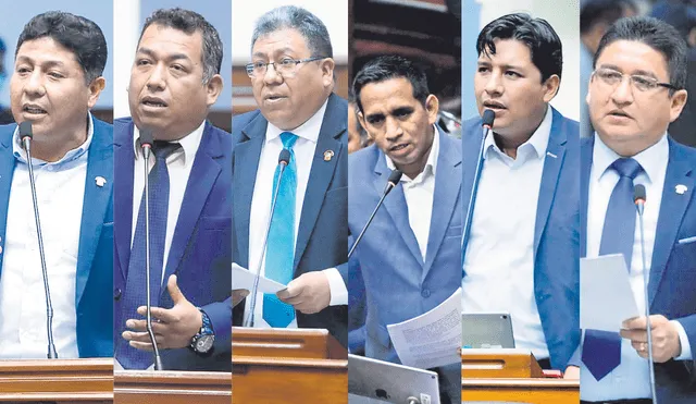“Suspendidos”. R. Doroteo, D. Espinoza, J. Flores, E. Vergara, Ilich López y Juan Mori. Foto: composiciónLR