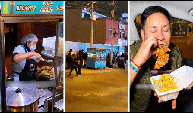 Usuarios quedaron asombrados por la cantidad de personas que forman fila para comprar el pollo broaster. Foto: composición LR/TikTok/@Wariqueando