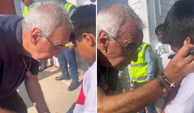 Jorge Fossati se encontró con un aficionado crema a salir de los vestuarios. Foto: composición LR/capturas de Twitter - Video: Gustavo Peralta