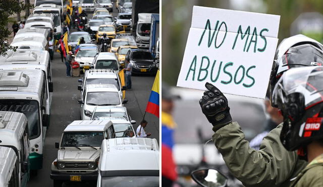 Protestas y bloqueo de vías en ciudades de Colombia. Foto: AFP
