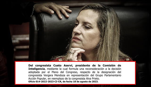 María del Carmen Alva y el pedido de su colega Cueto para que la reincorporar a la Comisión de Inteligencia. (Foto: Antonio Melgarejo - La República)