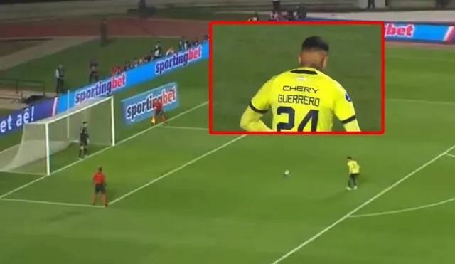 Paolo Guerrero abrió el marcador para LDU en la tanda de penales. Foto: composición LR/captura/DSports