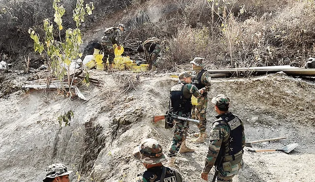 Operativos. Esta zona aurífera se encuentra bajo el estado de emergencia que ha permitido que la fuerza policial busque restablecer el orden. Por ello, personal de Dinoes realiza intervenciones. Foto: difusión