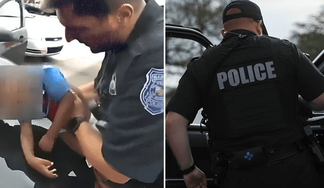 Policía logra salvar la vida de un pequeño que sufrió de convulsiones y se estaba asfixiando. Foto: Composición LR