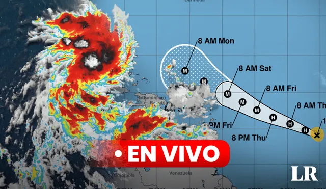 El huracán Lee carga vientos máximos sostenidos de 130 millas por hora (215 km). Foto: composición de Álvaro Lozano/AFP/NHC - Video: Fox Carolina News