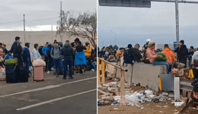 Migrantes esperan pasar la frontera. Foto: captura de RPP