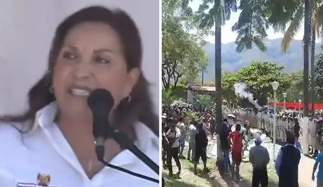 Altercado en Pichanaqui durante visita de presidenta. Foto: composición LR/ captura TV Perú/ Ana García/ Facebook