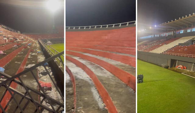 Los hinchas peruanos tuvieron un gesto de bien en las tribunas del Antonio Aranda. Foto: captura/Movistar Deportes