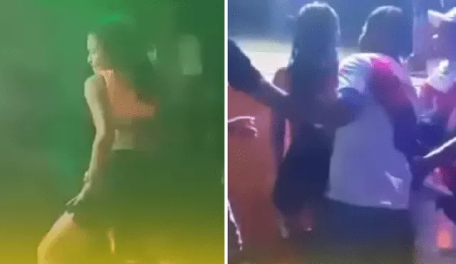 Bailarina fue levantada por espectadores. Foto y video: Tingo María Noticias