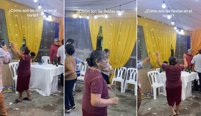 Una señora causa furor con sus pasos en fiesta del norte. Foto: composición LR/@pamelajaneyra/TikTok - Video: @pamelajaneyra/TikTok