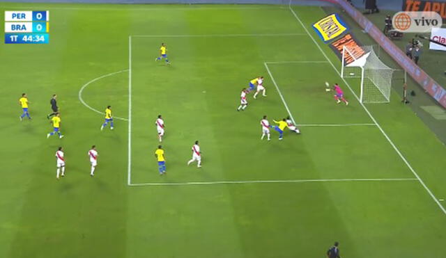 Pedro Gallese salvó a Perú del 1-0 de Brasil. Foto: captura de América TV