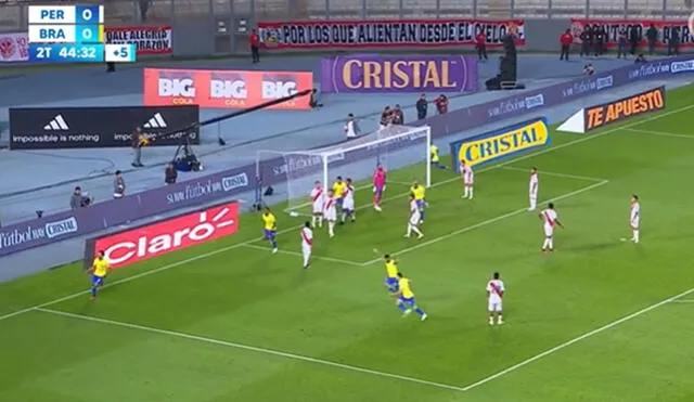 Marquinhos abrió el marcador contra Perú en el final del partido. Foto: captura de América TV | Video: América TV