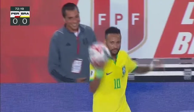 Neymar fue titular en el partido contra Perú y Bassco Soyer estuvo de recogebolas. Foto: captura de TyC Sports