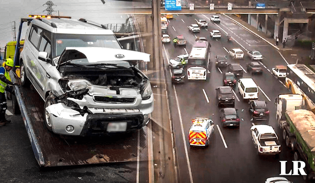 Accidente de tránsito en vía de Evitamiento. Foto: composición LR/Lima Expresa