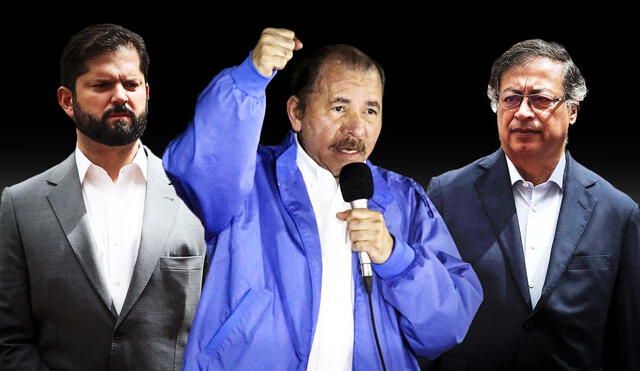 Daniel Ortega, presidente de Nicaragua, lanzó duros calificativos a Gabriel Boric y Gustavo Petro. Foto: composición LR/AFP - Video: T13/YouTube