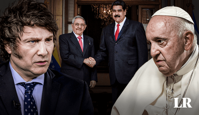 Con respecto al Gobierno de Nicolás Maduro, Javier Milei explicó que el papa Francisco "es bastante condescendiente con ellos". Foto: composición de Jazmín Ceras/La República/AFP/CNN - Video: @TuckerCarlson/X