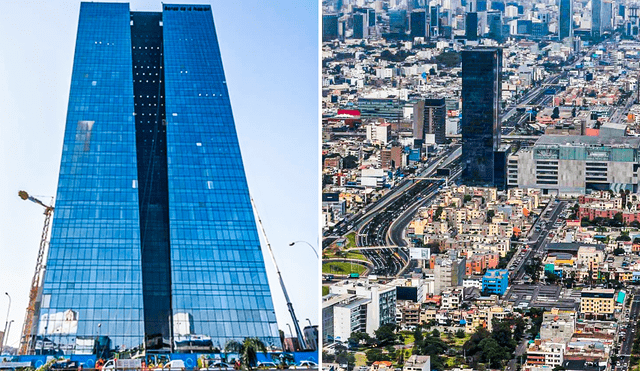 El edificio más alto del Perú resalta en una vista panorámica de la ciudad de Lima. Foto: composición LR/Facebook/Lima Ciudad Moderna
