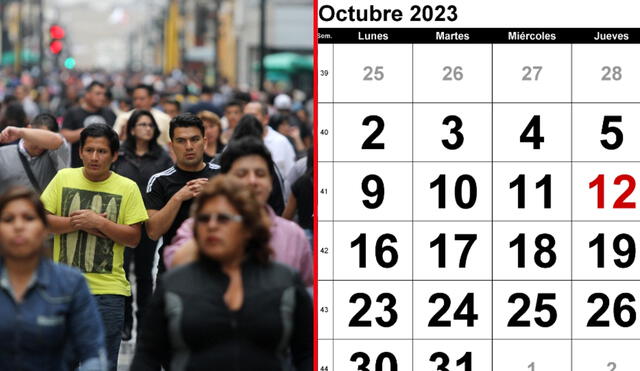 Revisa el calendario 2023 de feriados en octubre. Foto: composición LR/Calendarpedia