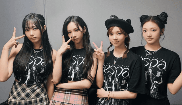 El grupo de k-pop aespa debutó en el 2020 con la canción 'Black Mamba'. Foto: Captura IG de aespa.