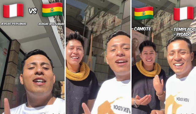 Un tiktoker peruano y otro boliviano hallaron similitudes entre las jergas más famosas de sus países. Foto: composición LR/captura de TikTok