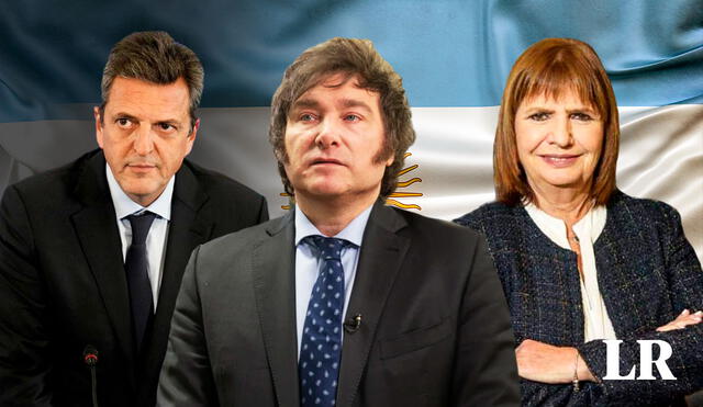 ¿Sergio Massa, Javier Milei o Patricia Bullrich? Conoce qué candidato tiene mayor intención de voto en las elecciones 2023 en Argentina.Foto: composición LR/LLA/Perfil/El País - Video: Televisión Pública Noticias