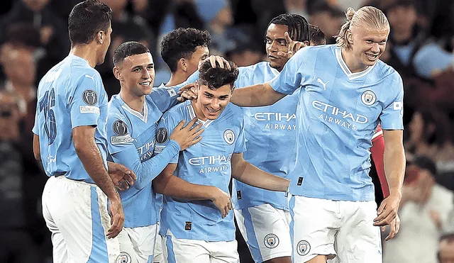 Tremendo. Julián Álvarez se lució con un doblete ante la ausencia de Erling Haaland de cara al gol y sumó su quinta anotación con el Manchester City en dos campañas de Champions League. Foto: difusión