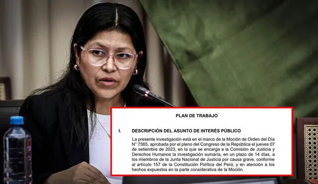 Janet Rivas, de Perú Libre, presidenta de la Comisión de Justicia. (Foto composición: La República).