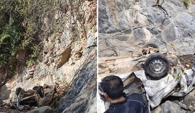 Los cuerpos cayeron a un abismo, lo que dificultó el rescate. Foto: Composición LR / Facebook Habla Cajamarca / Radio Impacto Cajamarca