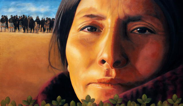 Máxima Acuña. La mujer que enfrentó a las compañías mineras en Cajamarca en la muestra de la artista Duina Rodríguez.