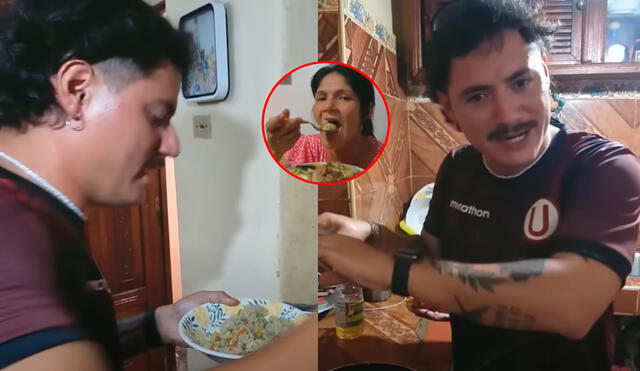 Los peruanos lo felicitaron por el esfuerzo que hizo para preparar la comida. Foto: composición LR/YouTube/Pasaje en mano