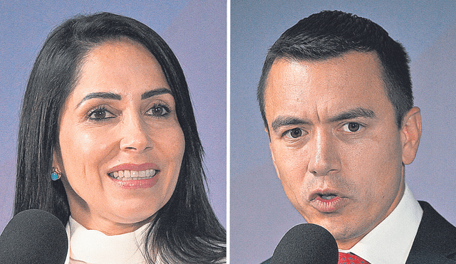 Candidatos. Luisa González, del Movimiento Revolución Ciudadana, y Daniel Noboa, del partido Acción Democrática Nacional. Foto: EFE