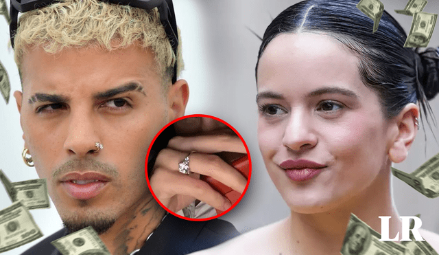 Rosalía usa el anillo de compromiso que le regaló Rauw Alejandro. Foto: Composición de Fabrizio Oviedo-LR/Instagram/Difusión