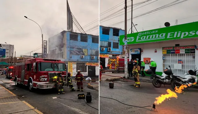 Bomberos trabajaron durante horas para controlar el incendio. Foto: composición La República/María Pía Ponce - Video: María Pía Ponce/LR