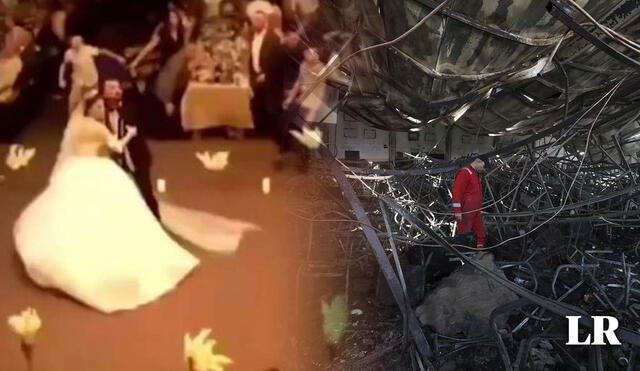 Familia de los asistentes que fallecieron en un incendio en una boda en Iraq se despiden de las víctimas. Foto: composición LR/AFP - Video: El Mundo/YouTube